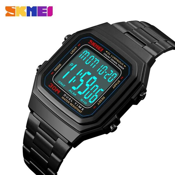 

wristwatches skmei watch men countdown electronic digital sports watches 30m waterproof outdoor led relogio masculino, Slivery;brown