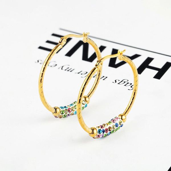 

hoop & huggie fashion stainless steel gold color cz earrings cubic zirconia geometric trendy for women gift 2021, Golden;silver