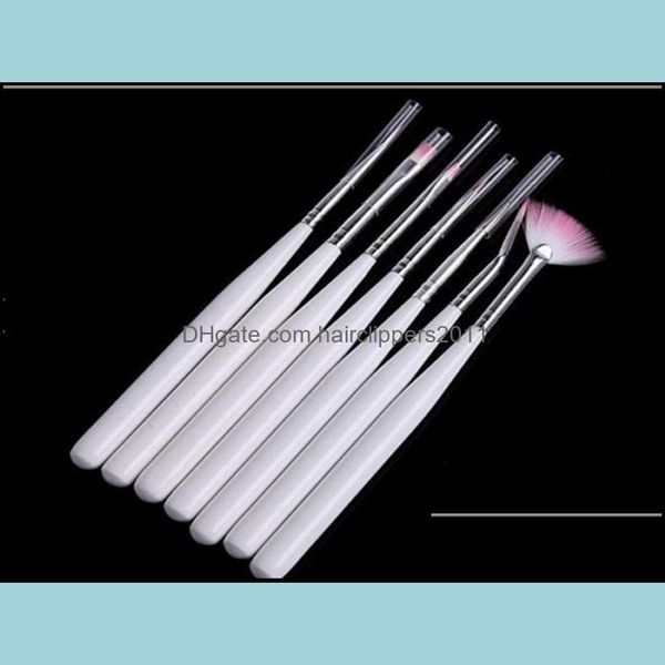 

nail brushes tools art & salon health beauty 100sets/lot fast 7pcs/set painting uv gel acrylic builder manicure brush pen dotting set drop d, Yellow