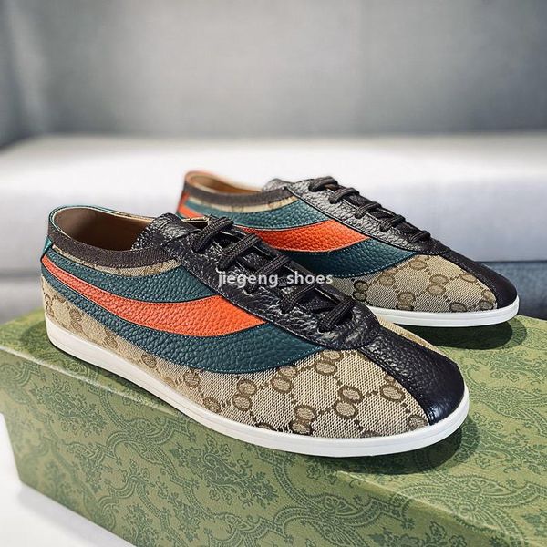 

luxury designer genuine leather ace shoes mens shoes 5 style size 38-45 luxury leisure shoes with box dust bag, Black