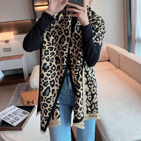

Shawl Scarf Leopard Women's Rectangular Warm Double-sided in Autumn and Winter Travel Air Conditioning Room Cloak, Blue;gray