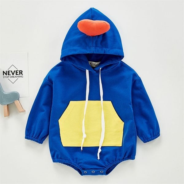 

autumn born boys girls jumpsuits clothes baby loving heart hooded rompers knitted long sleeve children 210521, Blue