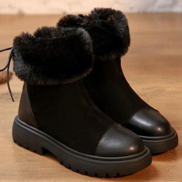 

boots woman shoes winter fashion snow women platform warm female ankle non-slip cotton zapatos de mujer yy11, Black