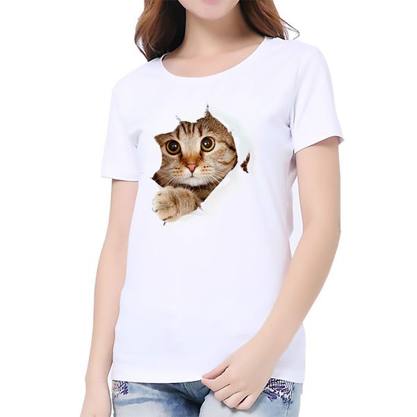 3D Katze Print Harajuku T Shirt Sommer Casual Kurzarm Oansatz T-shirts Kleidung China Mode Frauen