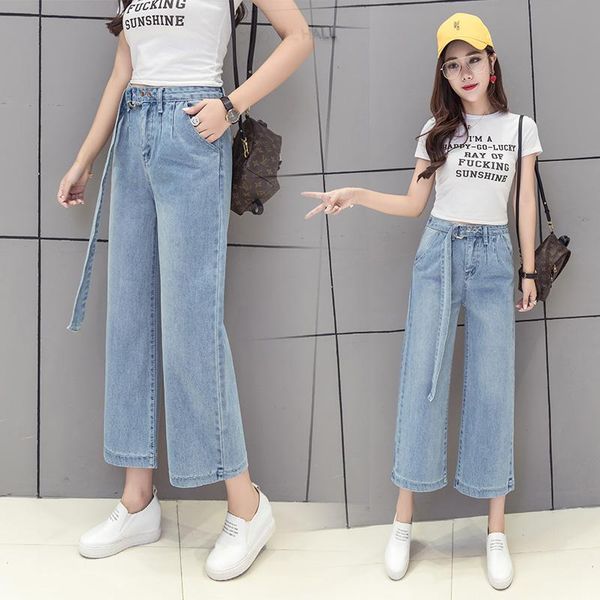 

summer ladies fashion loose straight jeans women's, Blue