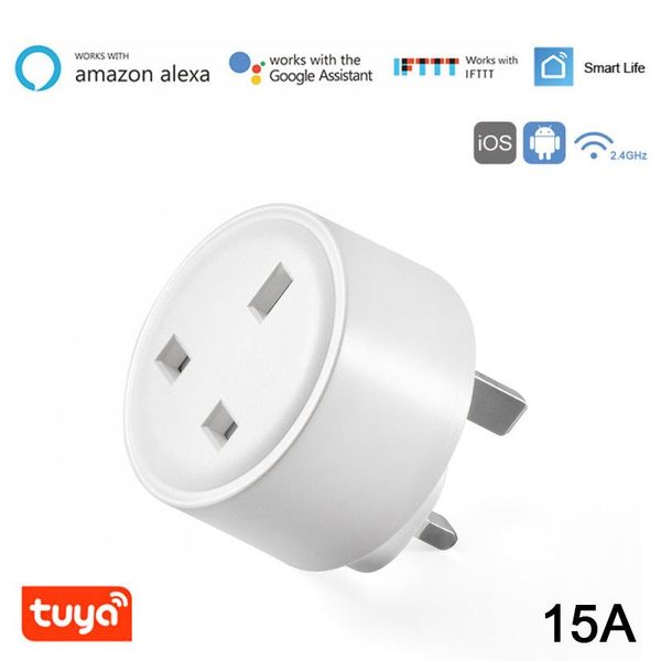 

smart power plugs wifi plug 15a uk socket tuya life app work with alexa google home assistant voice control timing