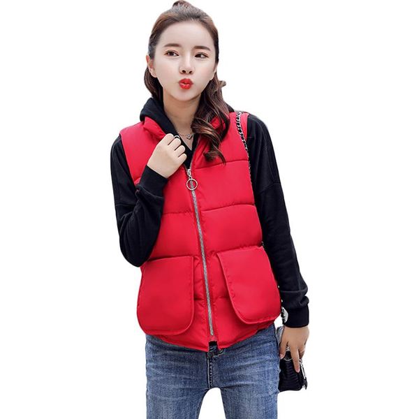 

women's vests fashion women winter solid feminine bread coats all-match cotton-padded jackets sleeveless female cotton coat d073, Black;white