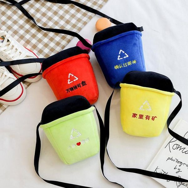 

evening bags garbage classification personalized shoulder bag plush messenger trash can creative mobile phone