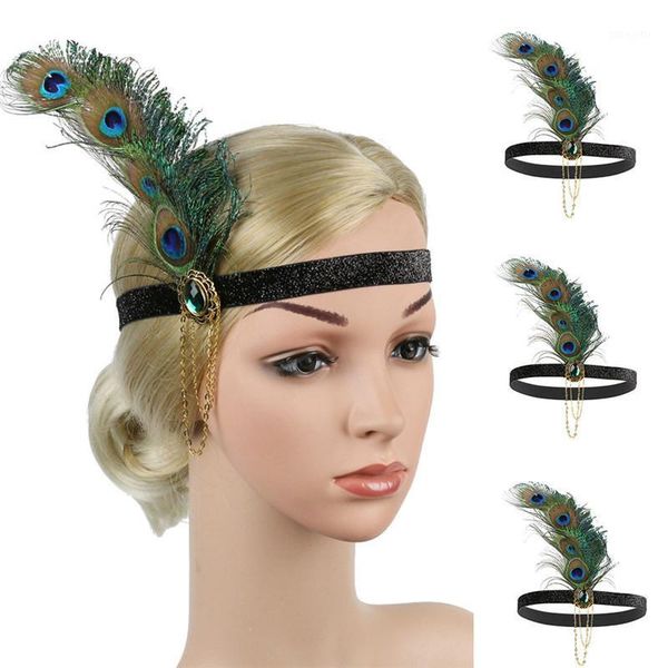 

headpiece feather flapper women's elegant hat strap flower sequin party hair clip headband accessory accessories d61