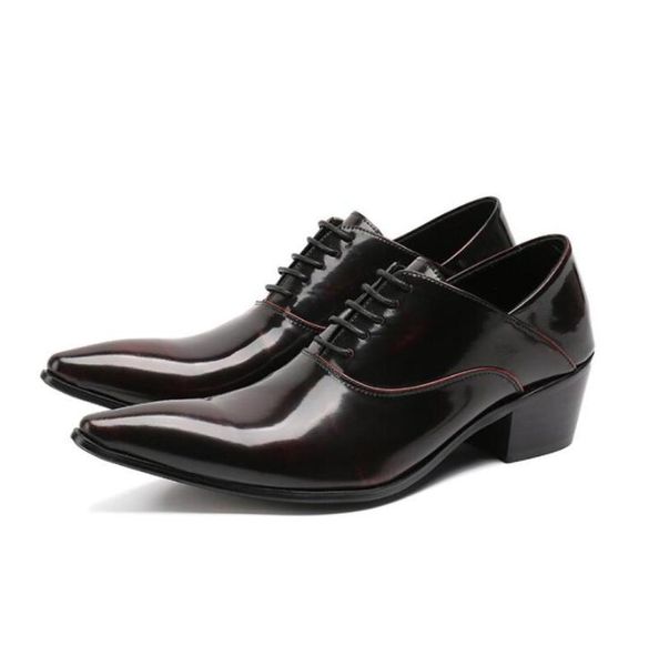 

dress shoes man pointed casual leather wedding lace-up mens high-heeled, Black