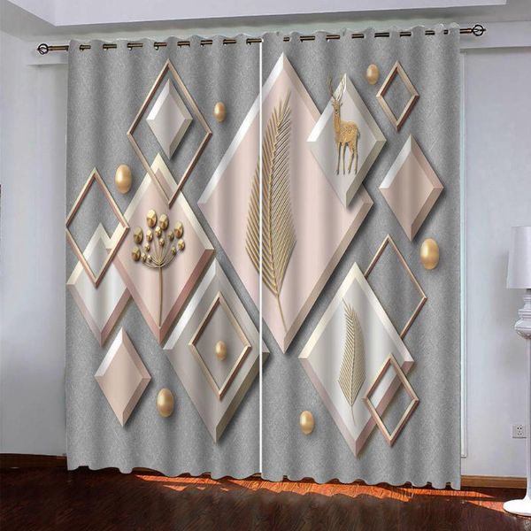 

curtain & drapes luxury blackout 3d window curtains for living room pink geometry personality