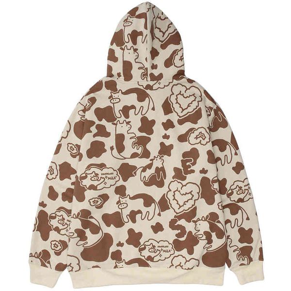 

men's hoodies & sweatshirts aolamegs of the cartoon cow embroidered colorful male hoodie impression casual harajuku beautiful college s, Black