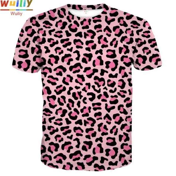 

leopard pattern t-shirt for men summer mural graphic pink 3d print tees sport t shirt women/men novelty 210716, White;black