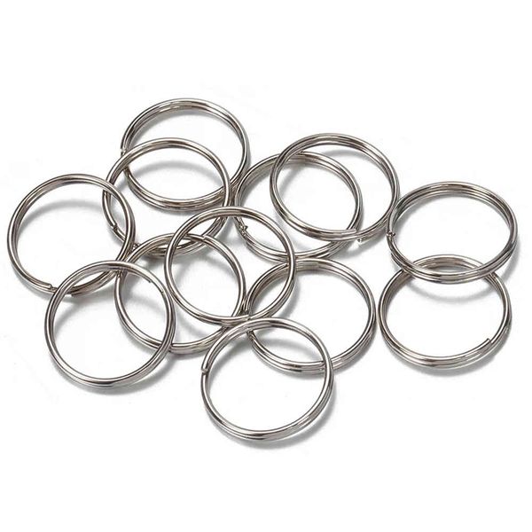 

50pcs 304stainless steel key ring connector findings for diy keychain making 10/12/18/20mm douple loop circle bezel accessories, Silver