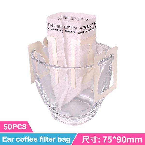 

50pcs/pack disposable coffee fliter bags portable hanging ear style filters eco-friendly paper bag for espresso storage