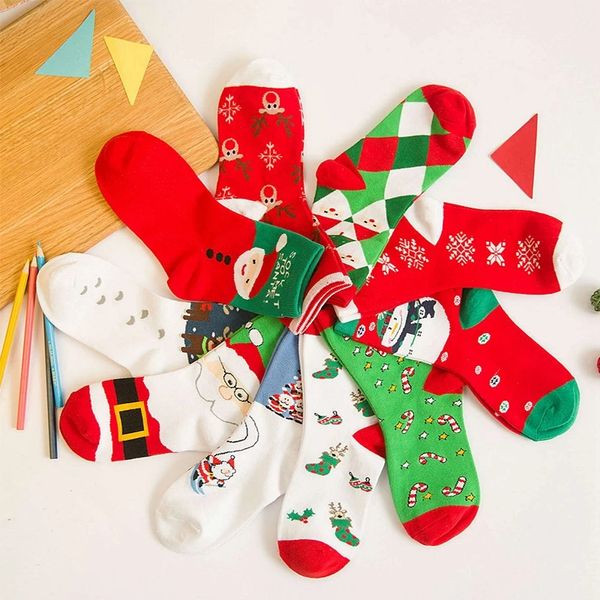Erkekler/Kadınlar Pamuk Karikatür Noel Socks Sevimli Noel Baba Elk Kar Komik Çorap Mutlu Kış Yeni Yıl Çorap Noel Hediyesi