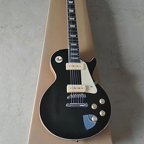 

china oem factory customized electric guitar p90 black standard