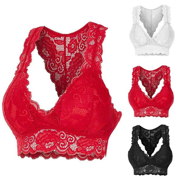 

bras women lace floral bralette ultra-thin lingerie crop push up bra red black underwear backless