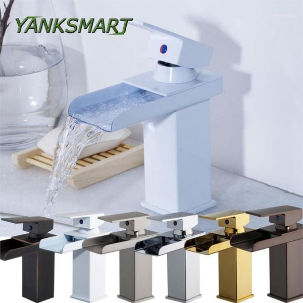 

bathroom sink faucets yanksmart short & long 6 finished choice waterfall mixer basin faucet brass antique and cold tap1