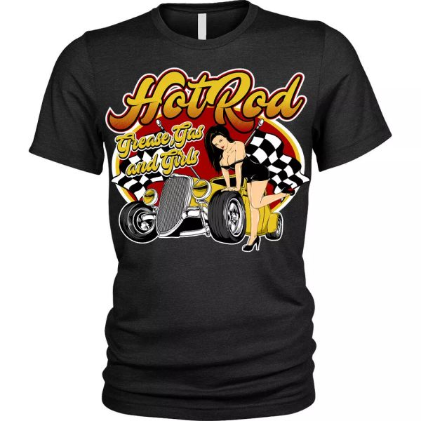 

grease gas and tee girl rockabilly rod pin-up usa classic, White;black