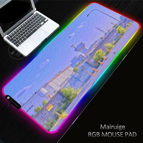 

mouse pads & wrist rests led light gaming xxl japanese street pad rgb large genshin impact xl keyboard cover rubber base computer desk mat p