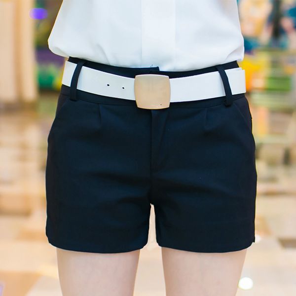 

women's shorts womens summer fashion casual mid waist solid color short pants black slim woman l1tm, White;black