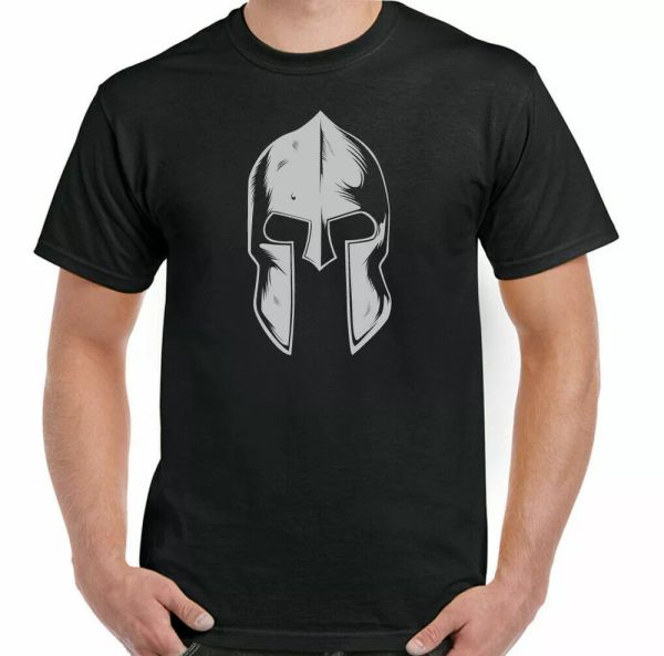 

spartan helmet gym t-shirt mens funny weight training mma martial arts kit, White;black