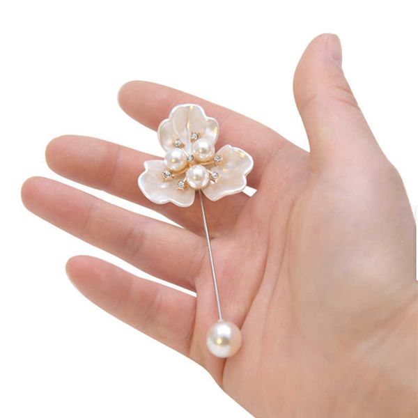 

camellia pin pearl one word pin to prevent going naked collar brooch simple temperament corsage jacket accessories cardigan pin, Gray