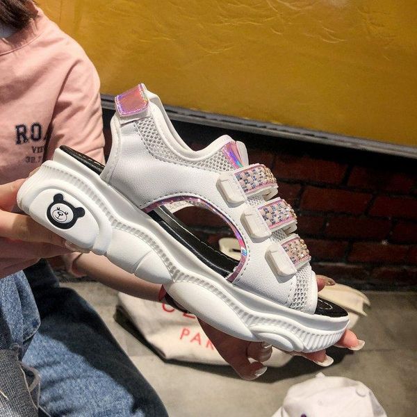 

dress shoes casual sport platform women sandals ankle strap open toe beach ladies hook loopoutdoor, Black