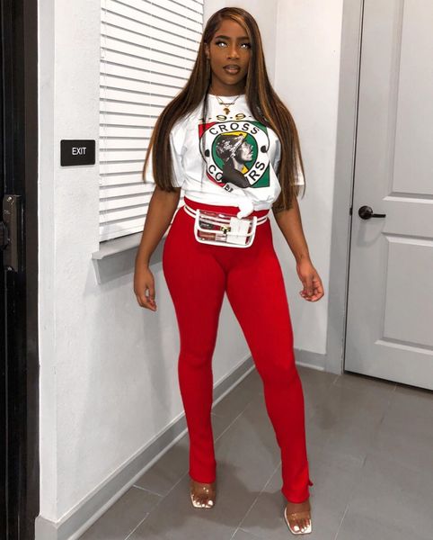 

jumpsuits,rompers beautiful trend big size women's short sleeve two piece round neck cartoon printed t-shirt casual suit