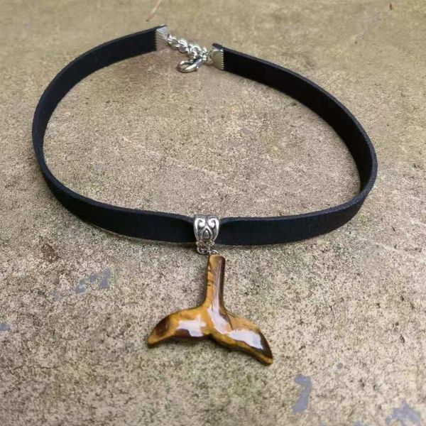 

chokers tiger's eye whale tail necklace choker yoga necklac, Golden;silver
