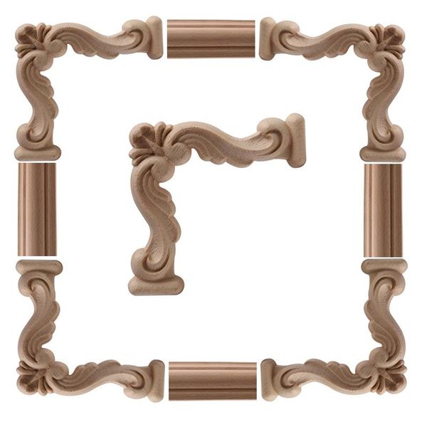 

decorative objects & figurines wood applique carving lines craft onlay antique european natural long floral large rubber corner cabinet