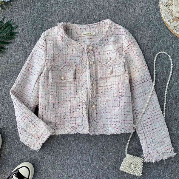 

jackets autumn winter vintage tassel tweed jacket coat women small fragrance korean woollen cropped coats elegant short outerwear w3oz, Black;brown