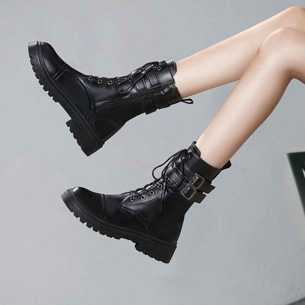 

online celebrity tube 2021 skinny and cotton boots female korean british style, Black