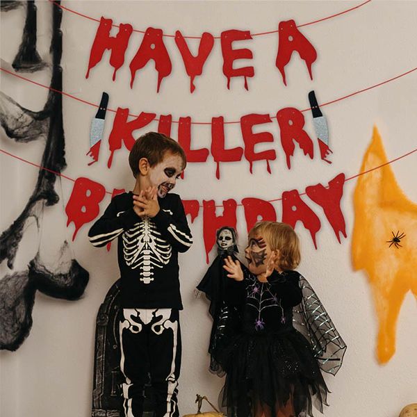 

party decoration birthday halloween banner blood paper flag decorations spooky garlands bunting ornament props