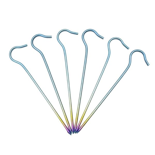 

high hardness fixing nails curved hook tent pegs long rustproof strap tool for camping pad colorful titanium ground outdoor pads