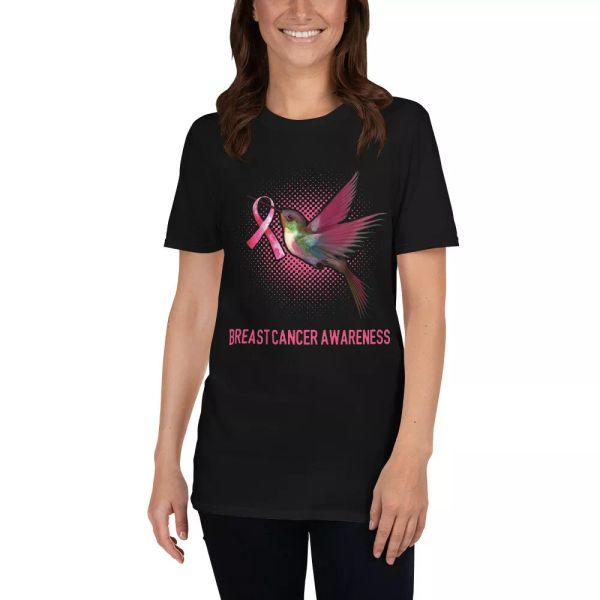 

breast cancer awareness pink ribbon hummingbird bird lover gifts t-shirt, White;black