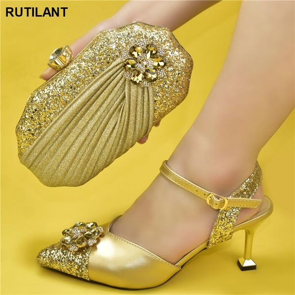 

dress shoes arrival african italian shoe and bag sets 2021 spring autumn women pumps buckles high heels sandals plus size, Black