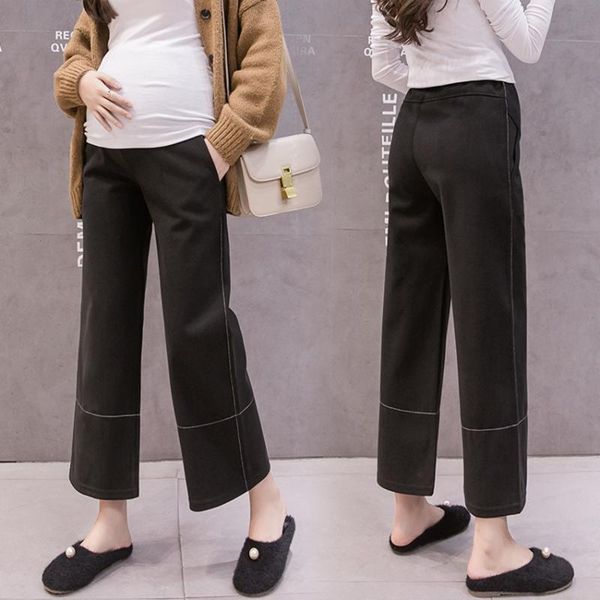 

maternity bottoms autumn and winter pregnant women wide leg pants material fashion wild korean, White