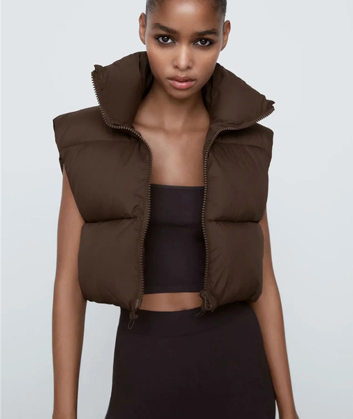 

women's jackets autumn winter jacket waistcoats 2021 stand collar warm coat, Black;brown