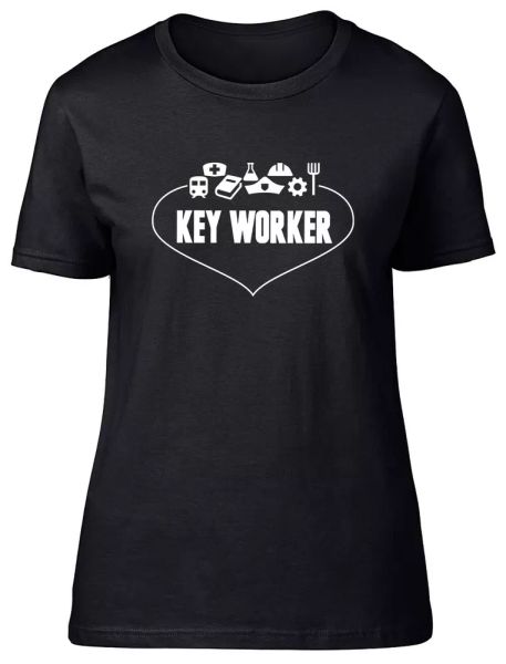 

Love KeyWorker Fitted Womens Ladies T Shirt, White;black