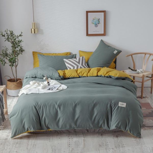 

bedding sets solid cotton 4 pieces duvet covers set four seasons bedspread brushed cute soft patchwork colors dorm quilt cover