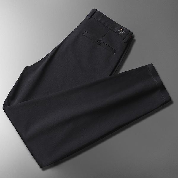 

men's pants autumn and winter casual slim trousers straight mid-waist stretch black