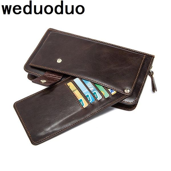 

wallets weduoduo purse for men genuine leather men's long male wallet card holder clutch bags soft walets, Red;black