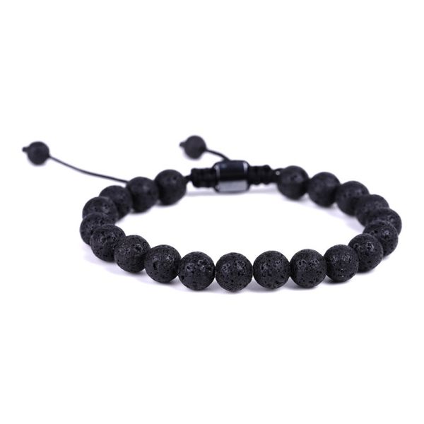 

bijoux de mode 8mm pierre volcanique de haute qualitÃ© bracelet tissÃ© naturel mode amoureux huile essentielle aromichÃ©rapie bijoux bracelet, Black