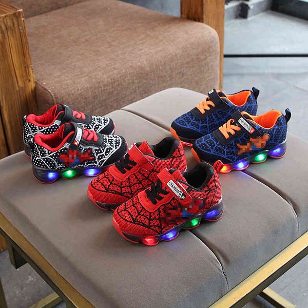 

baby shoes children's men's and women's sports 2021 spring autumn korean mesh single led luminous 1- years old, Black