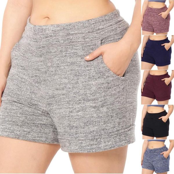 

women's shorts sweat for women sport casual elastic band pocket high waist sweatshorts baggy soft bottoms summer clothes fashion#f3, White;black