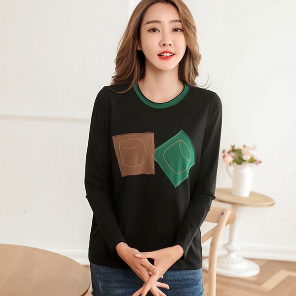 

women's t-shirt shintimes plus size t shirt women cotton spring autumn long sleeve woman tshirt appliques korean fashion clothing 2s69, White