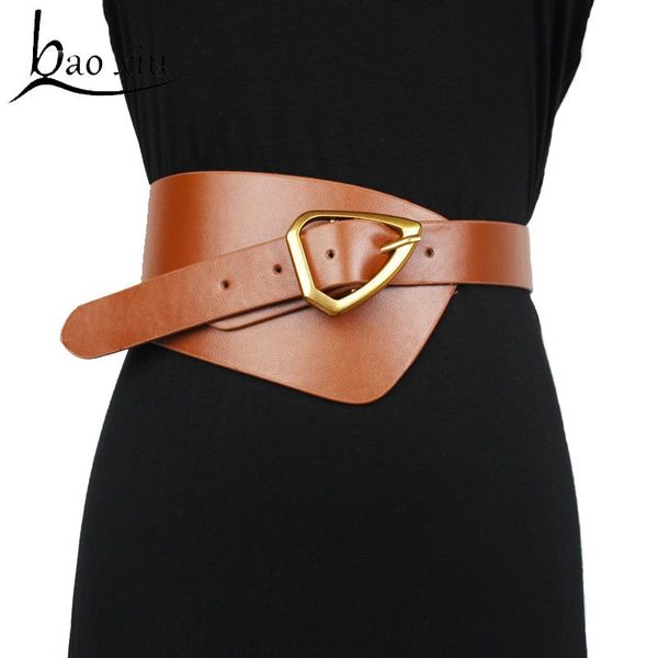 

belts vintage punk wide belt personality waist pu leather metal buckle straps shirt waistband for women female accessory, Black;brown