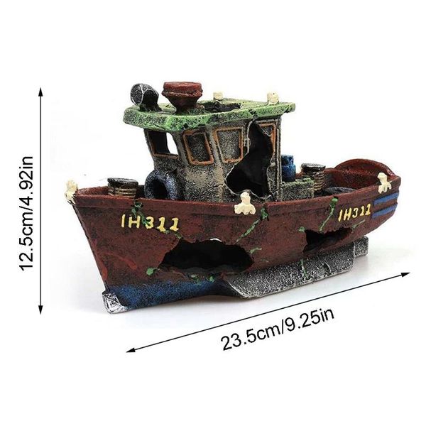 

fishing boat shipwreck shelter fish tank landscaping ornament simulation crafts b0kb decorations